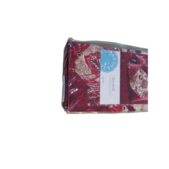 Vintage Martha Stewart Somerset Square Standard Sham Quilted Cotton Red White NI - Picture 6 of 10